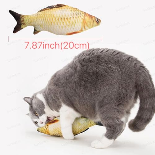 Image of Sunkizzrs Catnip Mint Simulation Fish Toy for Cat (20cm /7.87inch) - Catnip Toys for Cats - Interactive Kitten Chewing Scratching Play Fun Pet Toys