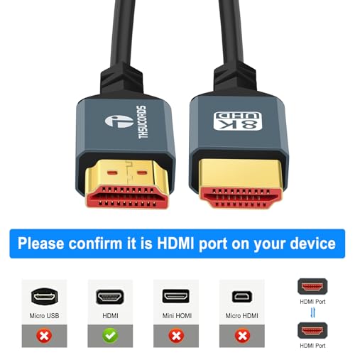 Thsucords 8K HDMI Coiled Cable, Ultra Thin HDMI to HDMI Cable,HDMI 2.1 Gold-Plated Male to Male Spiral Cord - Image 3