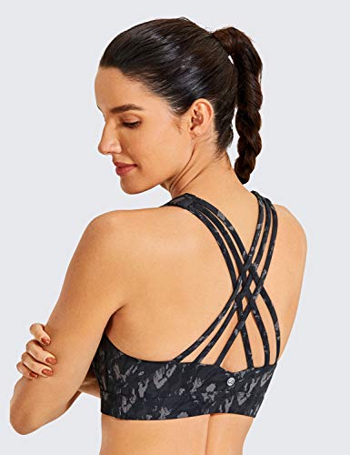 Crz Yoga Women's Strappy Sports Bra Full Coverage Padded Full Size Criss Cross Workout Yoga Bra Tops Camo Multi 3-Full Size 32Dd #TOP2