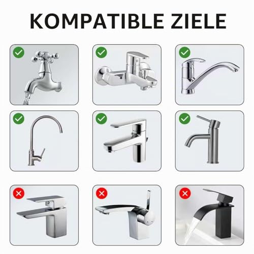 3 Wege Wasserhähn Umschaltventil Wasserhahn Adapter 1/2 Zoll mit M22-M24,3 Wege Umschaltventil Dusche Duschschalter Diverter Messing T Adapter für Küchenspüle und Bad Waschbecken