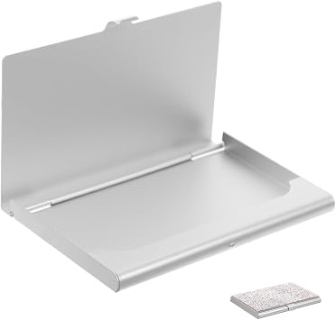 Silver Rhinestone Business Card Holder Box 3.62 X 2.28 X 0.31 in