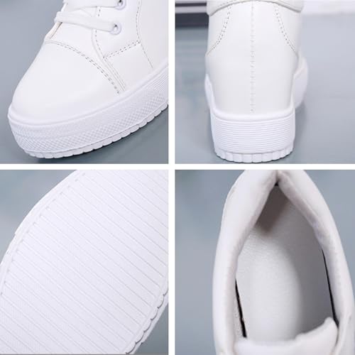 UPGENT White Women's Fashion Hidden Heel Sneakers Lace-up Platform Wedge Sneakers Sandals Bride Wedding Casual Walking Shoes4