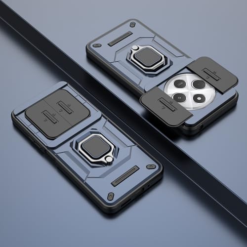 Image of Thermoplastic Polyurethane Camshield Pro Case With Slide Camera Protection And Ring Stand Bumper Back Case Cover For Redmi 14C / Redmi A4 / Poco C75 (Blue)