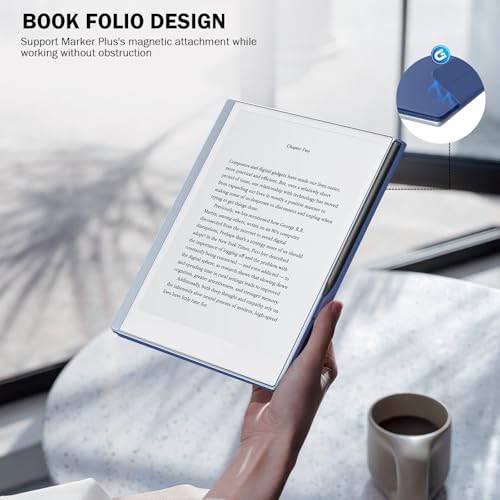Image of MoKo Case for Remarkable 2 Tablet 10.3 inch with Pen Holder, Navy Blue | Ultra-Thin Magnetic Case with Wide Pen Protective Clasp, Smart Cover Folio for Remarkable Tablet