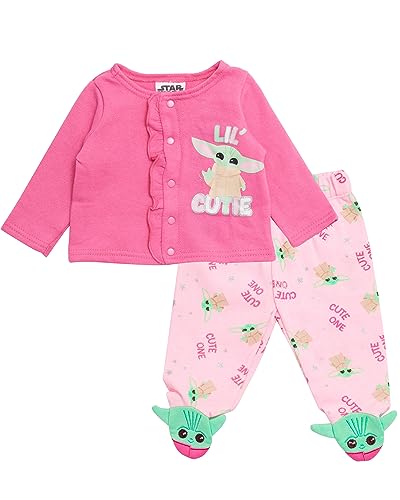 Cadeau bébé Star Wars Baby Yoda ensemble rose fille t-shirt manches longues 6-9 mois