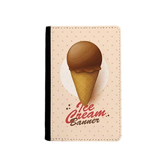 Étui passeport marron en chocolat motif cornets de glace 3.7x5.8 pouces