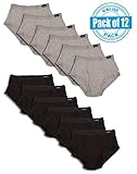 Andrew Scott Men's 12 Pack Big Man Color Cotton Briefs (2XL, 6 BLACK + 6 GRAY)