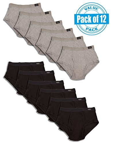 Andrew Scott Men's 12 Pack Big Man Color Cotton Briefs (2XL, 6 Black + 6 Gray)