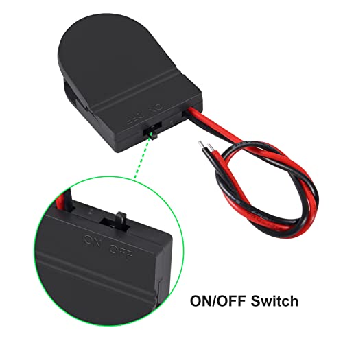 Alinan 5Pcs Button Battery Holder Coin Cell Battery Holder With Switch Cr2032 1 X 3V Battery Holder Battery Storage Boxes Cover With Wires On On-Off Switch Socket Container (Black) #TOP3