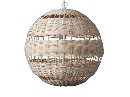 Amazon Brand â Stone & Beam Traditional Woven Globe Pendant Light with White Cloth Cord, 18