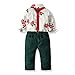 Moyikiss Studio Fashion Baby Kids Boy Gentleman Suits Long Sleeve Printed Shirt with Bowtie+Overalls Clothes Sets Tuxedo (Green, 80/12-18Months)