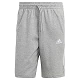 Dobladillo recto. Adidas Men\'s Pantalón Corto Essentials Single Jersey 3 Bandas, Medium Grey Heather/White, XLT