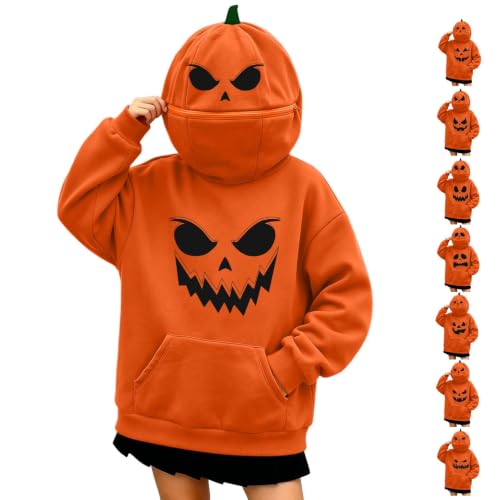 Adult Pumpkin Costume Oversized Orange Halloween Sweatshirt with Hood - image 1