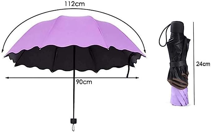 Image of Magic 3 Fold Compact Waterproof Umbrella with UV Protection Black Coating for Women & Girls | Floral Print Travel Umbrella for Rain & Sun | Lightweight Portable Folding Umbrella