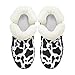 Suhoaziia Black Cow Print Kids Girls Boys Winter Warm Boots Plush Fur Snow Boots Cold Weather Walking Casual Winter Shoes Insulated Sneakers for Little Kids Fall Fashion Outfits