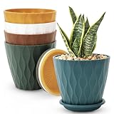 Bamworld Vasi per Piante da Interno 15 cm, Set da 5 Vasi in Plastica con Sottovasi e Fori ...