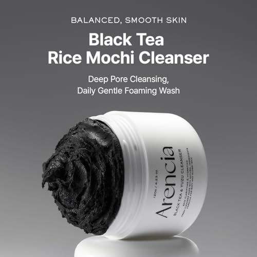 Image of ARENCIA Black Tea Rice Mochi Face Cleanser, 120g, Pore Care, Sebum Control, Oily Skin