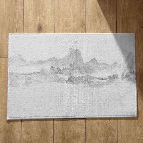 EHOMERY Alfombra Que Absorbe El Agua Felpudo Japones Pintura del Feng Shui Chino Alfombra Pequeña Felpudo Rectangular 40x60cm, Felpudo De Felpa De Algodón Antideslizante