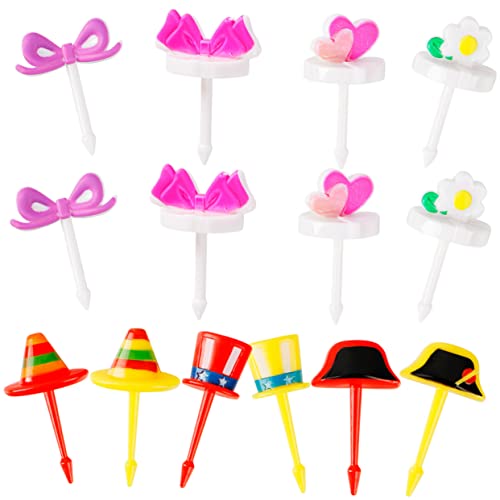 BRIGHTFUFU 14Pcs Bento Fruit Picks with Bow and Heart Designs Portable Forks for Fruit Trays Dessert Decors and Restaurant Use