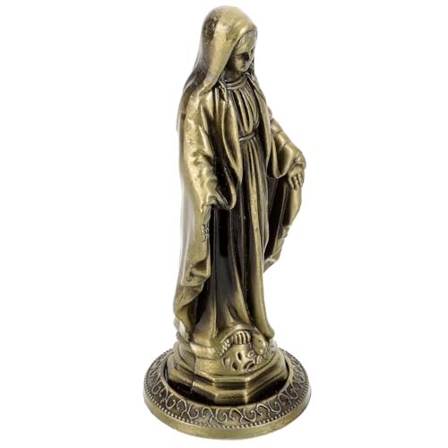 RORPOIR Figura de Virgen María de Aleación de Zinc Estatua Religiosa Compacta para Escritorio Decoración Vintage para Hogar y Oficina Adorno Católico de Estilo Retro Figura Decorativa