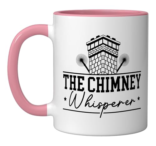The Chimney Whisperer Fireplace Chimney Sweeping Ceramic Mug, Pink/White