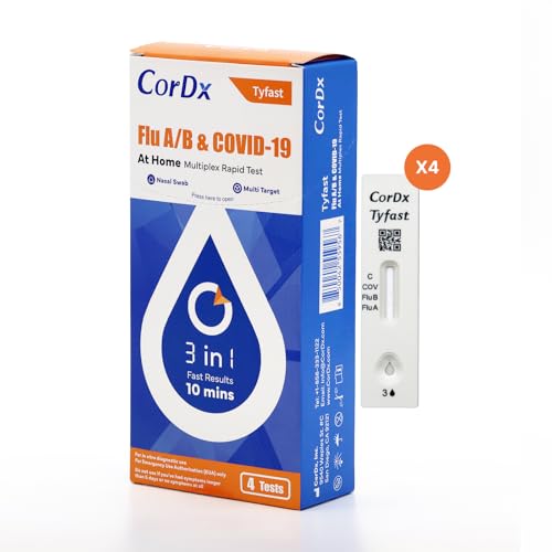 Image of CorDx Flu A /B & COVID-19, At Home 3-in-1 Rapid Test Kit, 5 Tests