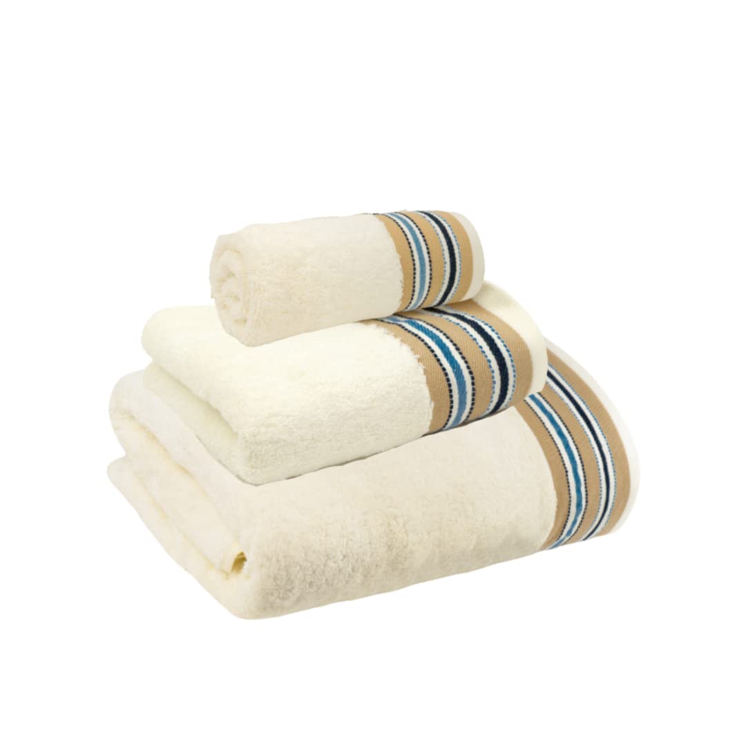 Mush Designer Bamboo Towelset : 1 Bath Towel, 1 Hand Towel, 1 Face Towel |Ultra Soft, Absorbent & Quick Dry Towelset (Pearl White, 3 PCS Set)