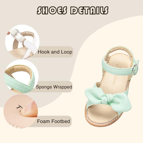 Image of THEE BRON Toddler Girls Sandals Wedding Flower Girl Dress Shoes Open Toe Flats
