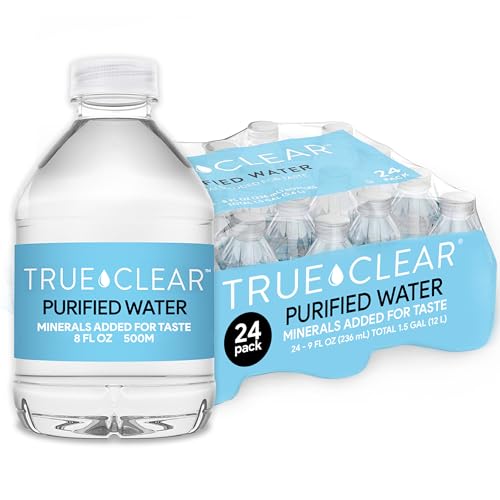 True Clear Purified Drinking Water, 8 fl oz Bottles, 24-Pack, BPA-Free