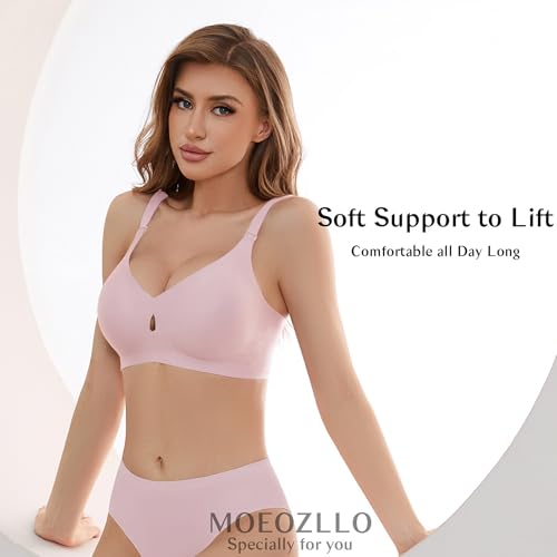 Image of MOEOZLLO Wireless Bras for Women Seamless No Underwire Water Bra Push Up Full Coverage Supportive T Shirt Everyday Bras