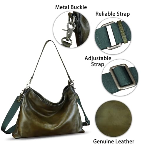 Image of Genuine Leather Hobo Bag for Women Tote Bag Vintage Handmade Shoulder Bag Crossbody Satchel Purses Pouch