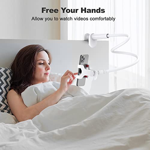 Image of VIVI MAO Gooseneck Cell Phone Holder, Universal 360 Flexible Phone Stand Lazy Bracket Mount Long Arms Clamp for Phone 13 Pro Xs Max XR X 8 7 6 6s Plus and Other 3.56.7 Device (White).