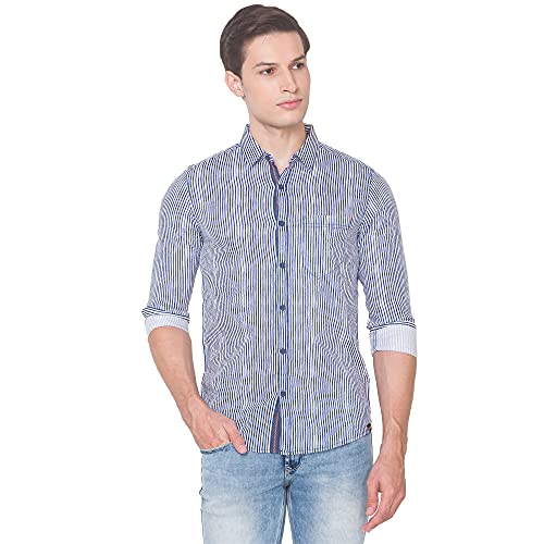 Image of Spykar Men's Slim Shirt (8907966628175 Indigo Blue M)