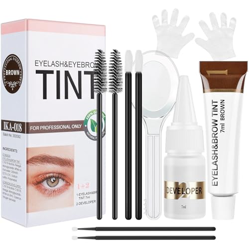 Eyelash and Eyebrow Color Kit 2-in-1, Safe Easy Use & Salon at Home, Wild & Natural Effect for Eyebrows Lashes, Professional Instant Lash Brow Coloring Set 7ml (Brown)