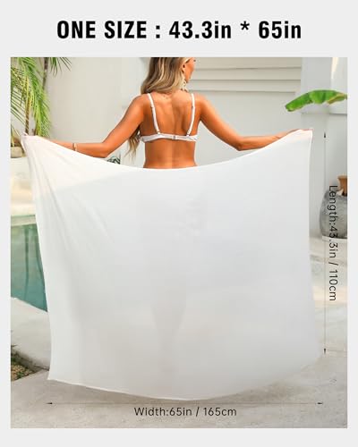 Image of Eicolorte Beach Sarong Pareo Womens Semi-Sheer Swimwear Cover Ups Short Skirt with Tassels
