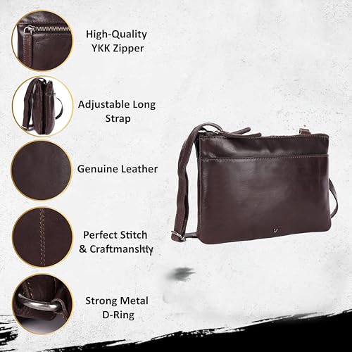 9 inch Genuine Leather Crossbody Sling Bags for Women, Trendy Casual Office Bag with Adjustable Strap2