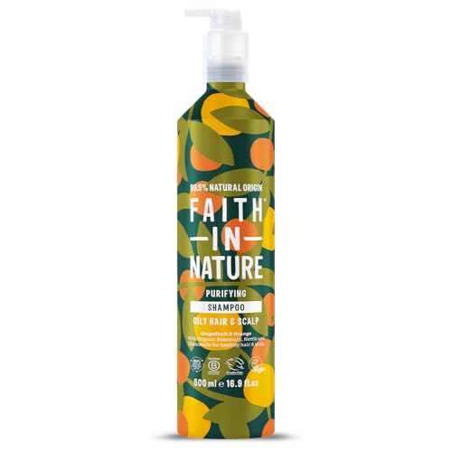Faith In Nature - Natural Shampoo Aluminium Bottle - Vegan & Cruelty Free, No SLS or Parabens - 500ml, Grapefruit & Orange