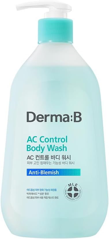 Derma B AC Control Body Wash 420ml,14.2 Fl.oz, Anti-Blemish & Pimples Care, Hypoallergenic Body Cleanser, Trouble Solution for All Skin Types, Soothing & Refreshing Shower Gel, Korean Skincare
