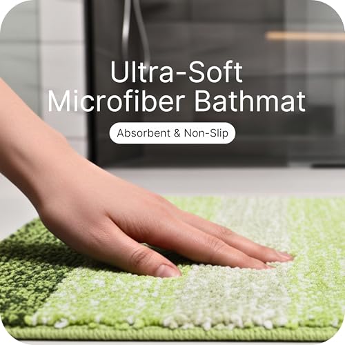 Image of Saral Home Microfiber Striped Rectangle Anti-Skid Runner | Soft & Super Absorbent, Washable Multipurpose Bedside Runner for Home /Kitchen /Lobby /Office Entrance, 50X100 CM | Pack of 1 (Green)