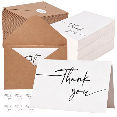 Cartes de remerciement élégantes et enveloppes haut de gamme en vrac pour événements | x200