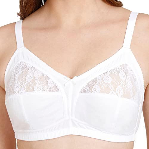 Image of Rosaline Everyday Double Layered Non Wired Full Coverage Super Support Bra for Women - Bright White