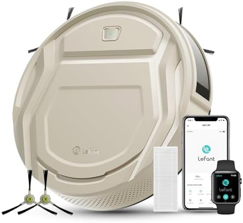 LEFANT M210 Robot Aspirapolvere, 2200Pa Aspirazione, 120 Minuti, Ultra Sottile 7,8cm, Senza Grovigli, App/Alexa/Google, Potenziamento Tappeto Ideale per Animali Domestici, Pavimenti Duri e Moquette