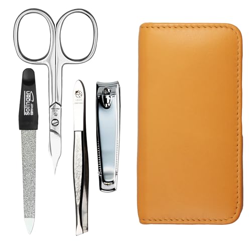 Kit de manucure pédicure complet étui cuir pince épiler ciseaux ongles lime
