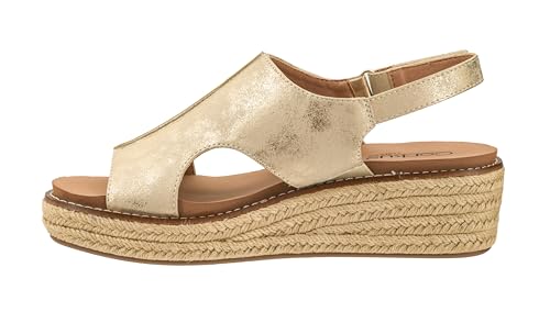 Corkys Footwear Women's Ready Or Not Wedge Sandals with 2-Inch Heel - Comfort-Enhancing EVA Insoles, Hook and Loop Closure, and Stylish Jute Wrapped Bottom Design - Gold Metallic - Size 10