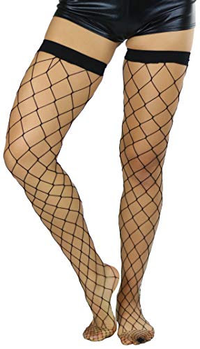 Image of ToBeInStyle Women's Vibrant Large Net Fishnet Thigh High Elastic Nylon Novelty Stockings
