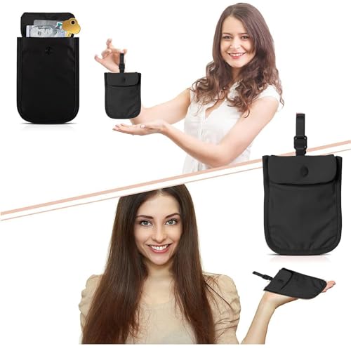 HsentimenH Reise BH Geldbörse für Frauen, BH-Tasche Undercover Versteckte BH-Geldbörse, Anti-Diebstahl BH-Brieftasche mit Einstellbar Gummiband, Versteckte Stash-Tasche Geldbeutel für Reise und Sport