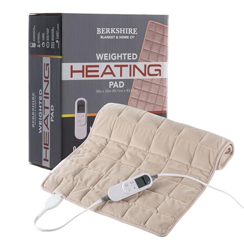 Image of Berkshire Blanket Weighted Heating Pad - 18 inchx33 inch Electric Heat Wrap with 10 Heat Settings & Auto Shut Off - Soothing Heat Wrap for Back, Neck, Shoulders, Legs, Abdomen - Machine Washable & Portable