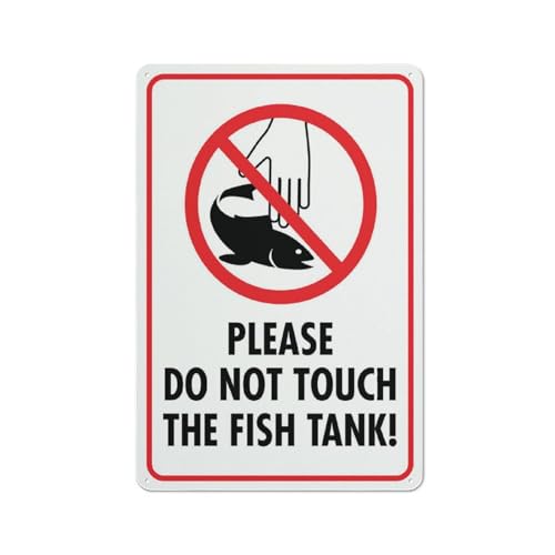 Please Do Not Touch The Fish Tank Sign 12 X 8 Inch Metal Sign, Rustproof Aluminum, Multicolor