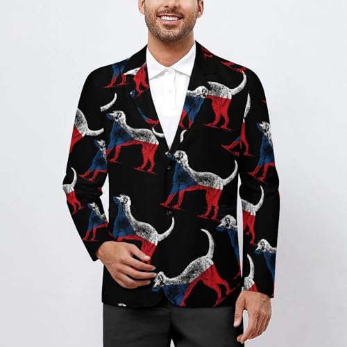 Czech Flag Wolfhound Dog Classic Suits Blazer for Men Business Tuxedo Jacket Sport Coat Two Buttons2