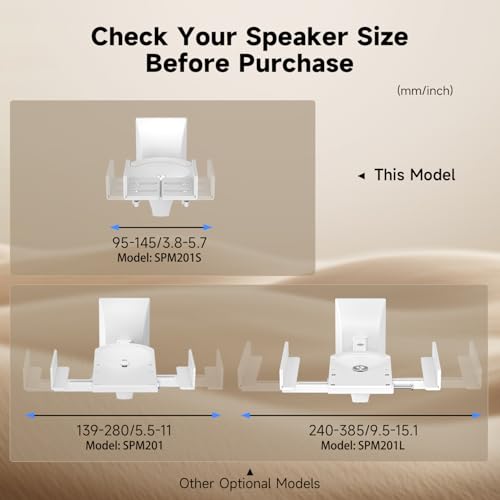 Image of suptek Small Dual Side Clamping Bookshelf Speaker Wall Mounting Bracket for Small Surrounding Sound Speakers, Hold up to 55lbs White SPM201SW